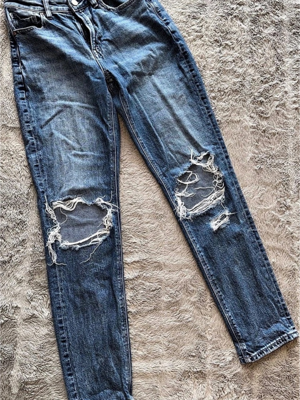 The Ex-Boyfriend Distressed Jeans in Blue Waist 2 long